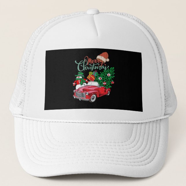 Red Truck Pickup Christmas Tree Merry Christmas Sn Keps (Framsida)