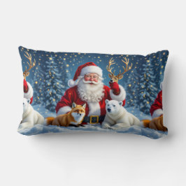 Red Truck with Tree Christmas Throw Pillow Lumbarkudde