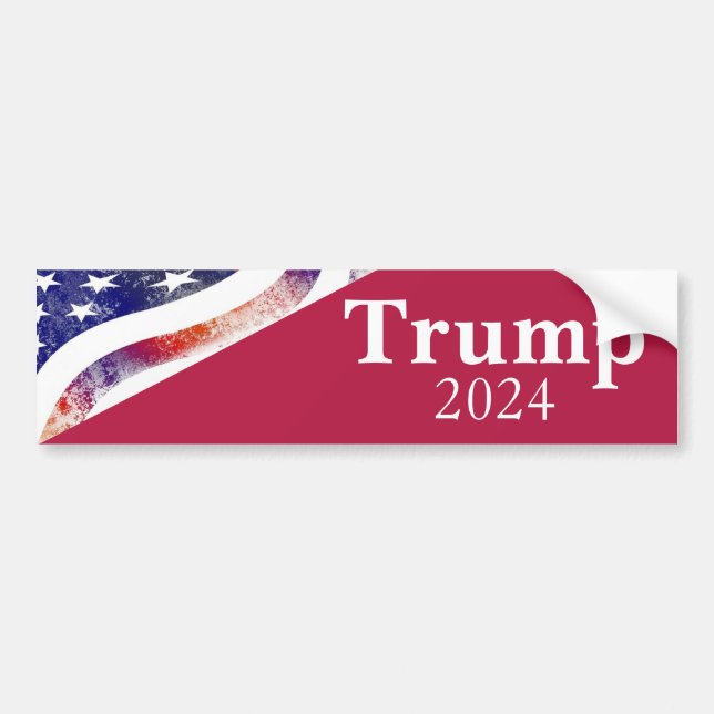 Red Trump 2024 Faded American Flagga Kampanj Bildekal (Framsidan)
