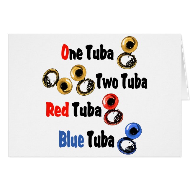 Red Tuba Blue Tuba Hälsningskort (Framsidan Horizontal)