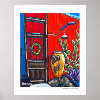 Red Tucson Barrio Doorway Poster