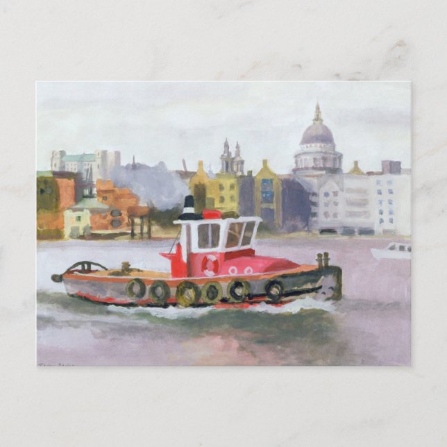 Red Tug förbi St. Pauls 1996 Vykort (Framsida)