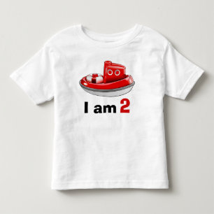 Red Tugboat Birthday Age 2 T Shirt