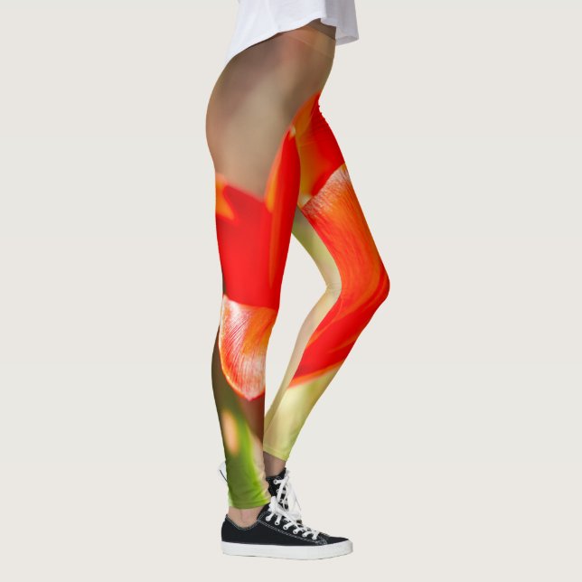 Red Tulip Blommar Leggings (Höger)