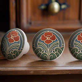 Red Tulip Decor Art nouveau Art Deco Knopp