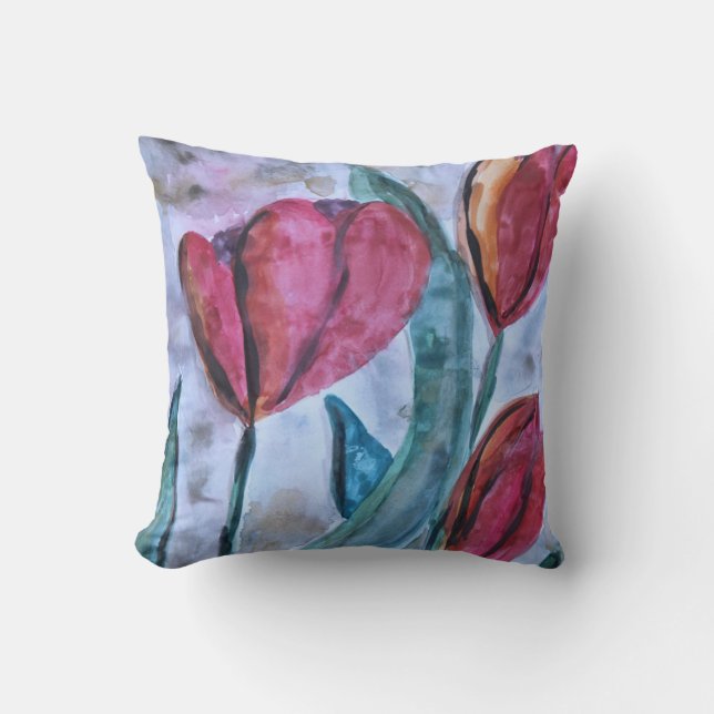 Red Tulip Designer Pillow Kudde (Framsida)