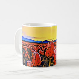Red Tulip Fält Painting Mugg