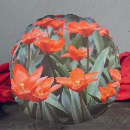 Red tulip fält rund kudde