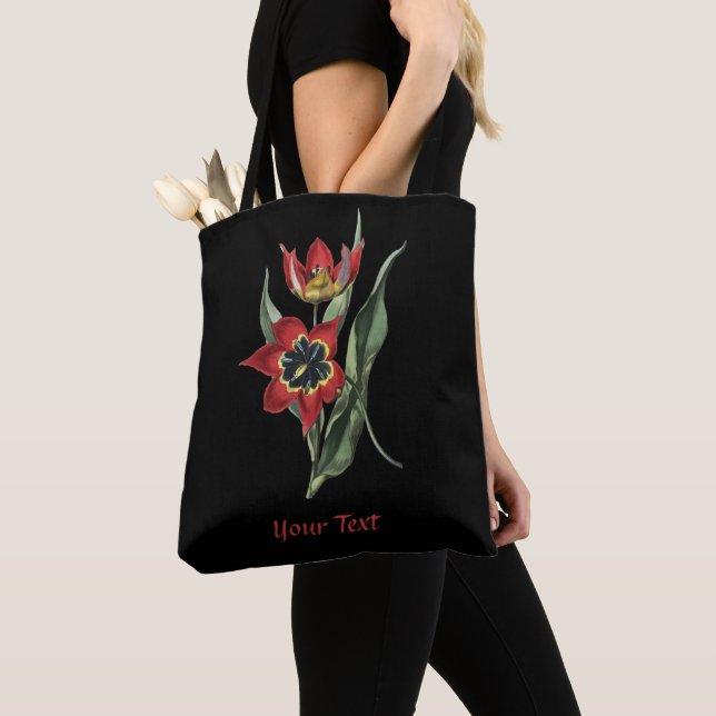 Red Tulip Flower Tote Bag Tygkasse (Närbild)
