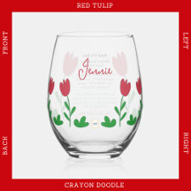 Red Tulip Flowers Crayon Doodles med Iftar Dua