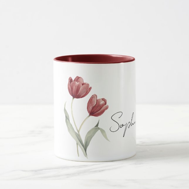 Red Tulip Flowers Mugg (Center)