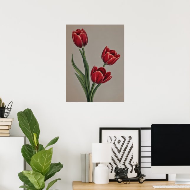 Red Tulip Flowers Poster (Hemmakontoret)