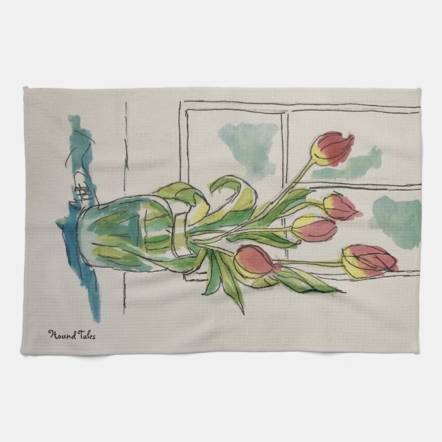 Red Tulip i vas Kökshandduk (Horisontell)