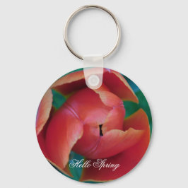 Red Tulip Macro Floral Photo Custom Keychain Nyckelring