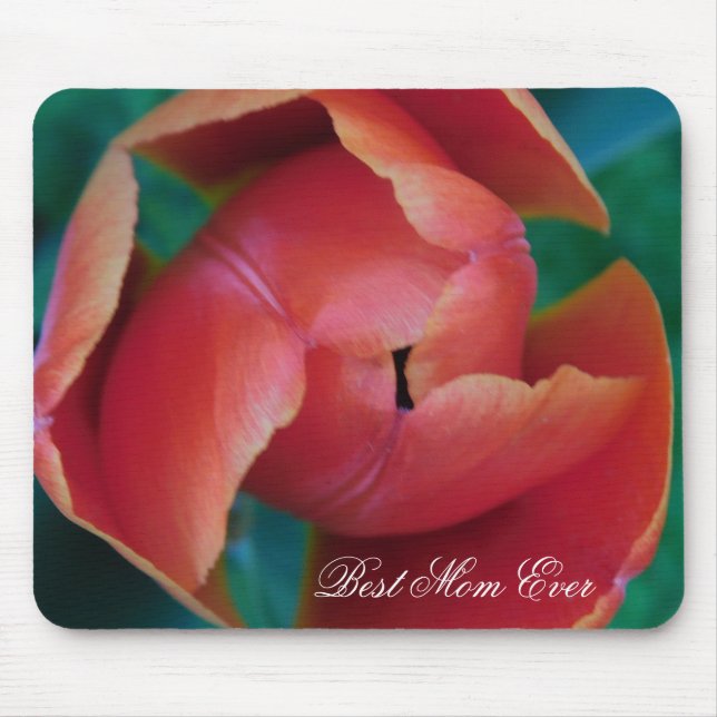 Red Tulip Macro Photo Mouse Pad Musmatta (Framsidan)