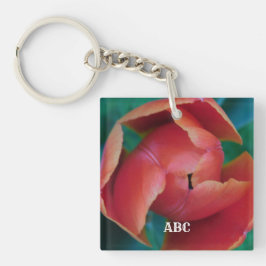 Red Tulip Macro Photo Personalized Acrylic Keyring