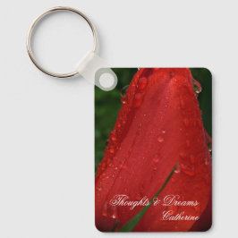 Red Tulip Macro Photo Personalized Keychain Nyckelring