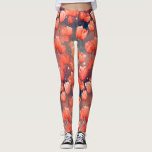 Red Tulip Mönster Leggings