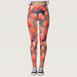 Red Tulip Mönster Leggings