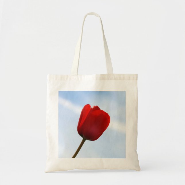 Red Tulip Tote Bag Tygkasse (Framsidan)