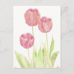 Red Tulip Vår Flower Cottage Garden Art Vykort
