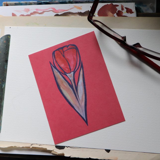 Red Tulip Vår Nature Vykort (Skapare uppladdad)