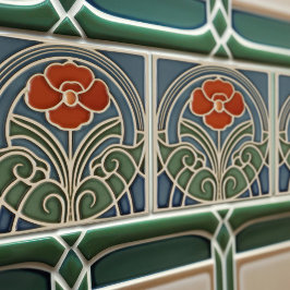 Red Tulip Wall Decor Art nouveau Art Deco Kakelplatta