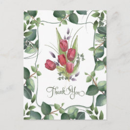 Red Tulip Watercolor Hand Paked Tack Vykort
