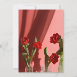 Red Tulips “Be My Valentine?” Minimalist Valentine Julkort