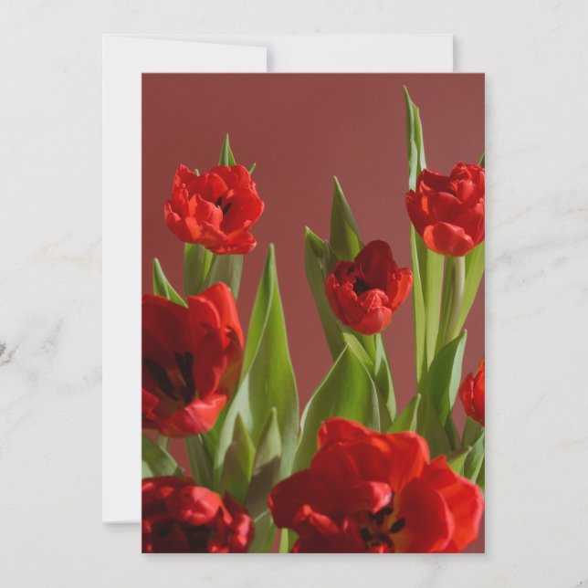 Red Tulips “Be My Valentine?” Minimalist Valentine Julkort (Framsida)