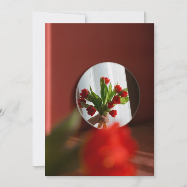 Red Tulips “Be My Valentine?” Modern Valentine's Julkort (Framsida)