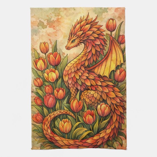 Red Tulips Dragon Spring Dragons                   Kökshandduk (Vertikal)
