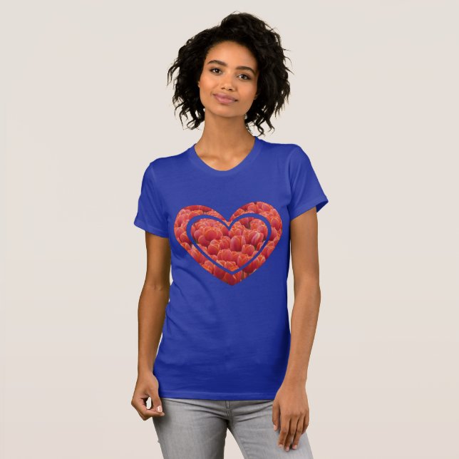 Red Tulips Fält Heart App. T-Shirt (Hel framsida)