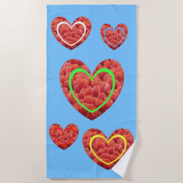 Red Tulips Färgad Hearts Beach Towel