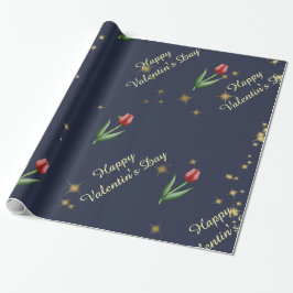 Red Tulips & Gold Stars Gorgeous Presentpapper