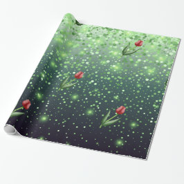 Red Tulips & Green Sparkle Gradient Gorgeous Presentpapper