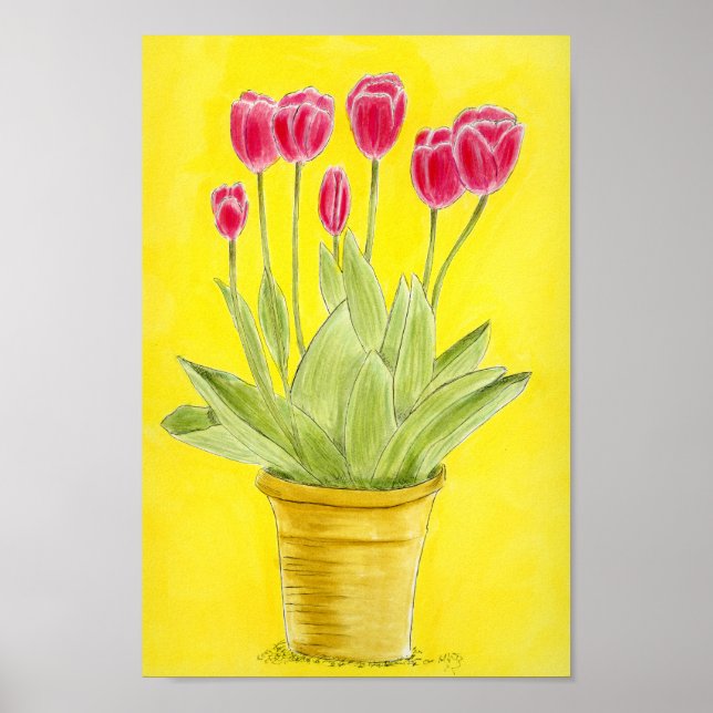 Red tulips in a pot  poster (Framsidan)