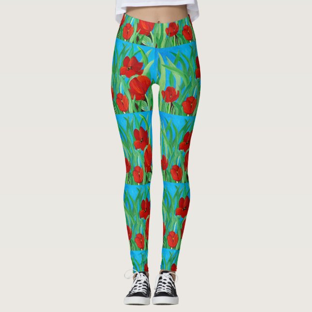 Red Tulips Leggings (Framsida)