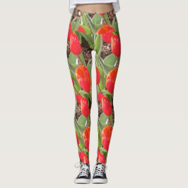 Red Tulips Mönster Leggings