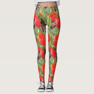 Red Tulips Mönster Leggings