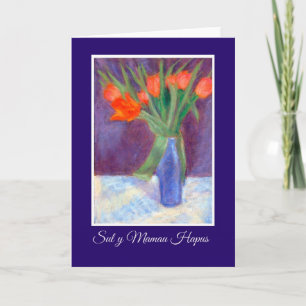 Red Tulips Mors dag Card, Welsh Hälsning Kort