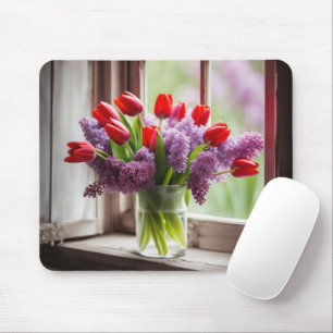 Red Tulips och Lilac Bouquet Musmatta