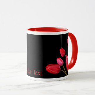 "Red Tulips on Black" Mugg