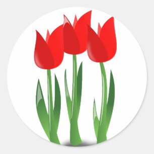 Red Tulips Sticker Runt Klistermärke