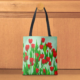 Red Tulips Tote Bag Tygkasse