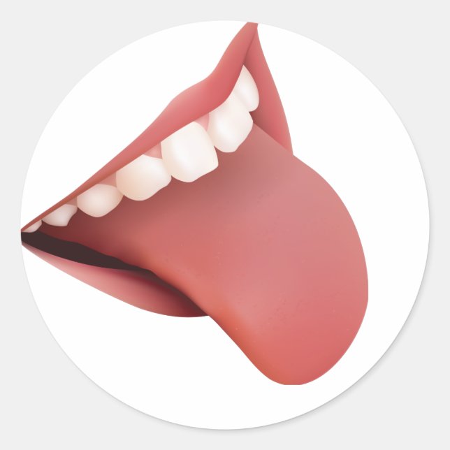 RED TUNGA WHITE TEETH RUNT KLISTERMÄRKE (Framsida)