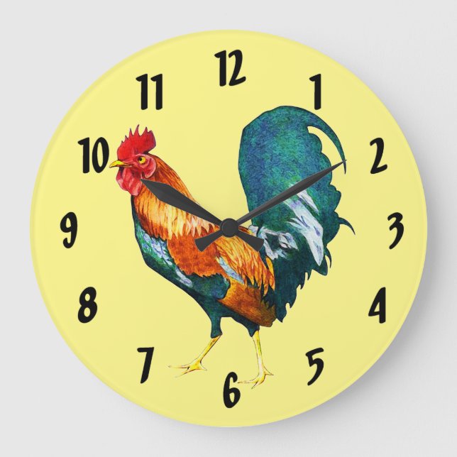 Red Tupp Bird Animal Clock Stor Klocka (Framsida)