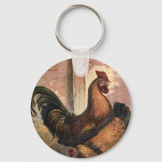Red Tupp, Brown Hen och Baby Chickar på Straw Nyckelring