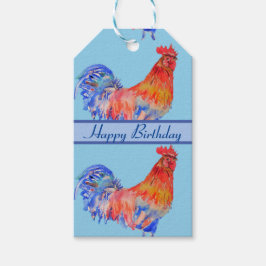 Red Tupp Chicken Chook Animal Blue Presentetikett