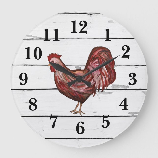 Red Tupp Shiplap Farmhouse Decor Stor Klocka (Framsida)